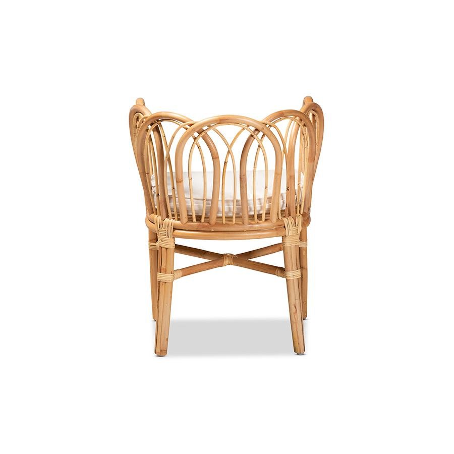 bali & pari Melody Modern and Contemporary Natural Finished Rattan Dining Chair - Ethereal Company