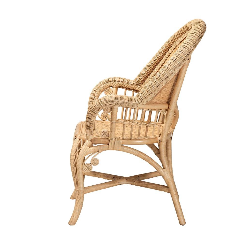 bali & pari Ratu Modern Bohemian Natural Brown Rattan Accent Chair - Ethereal Company