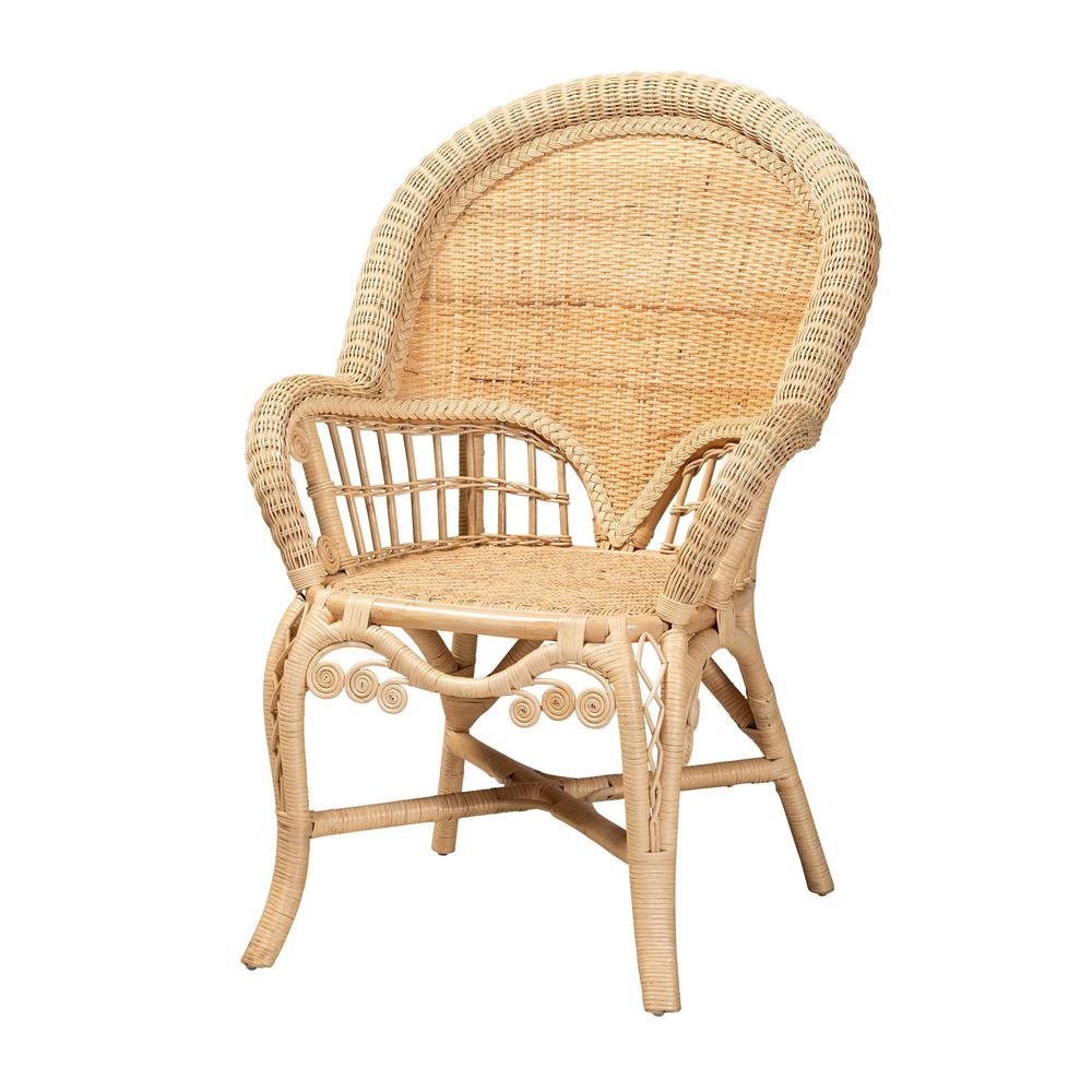 bali & pari Ratu Modern Bohemian Natural Brown Rattan Accent Chair - Ethereal Company