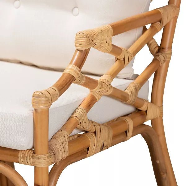 Bali & Pari Sonia Modern and Contemporary Natural Finished Rattan Armchair - Ethereal Company