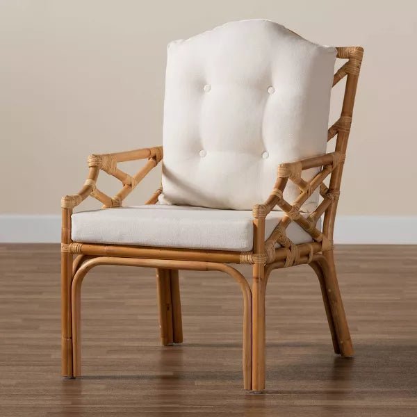 Bali & Pari Sonia Modern and Contemporary Natural Finished Rattan Armchair - Ethereal Company