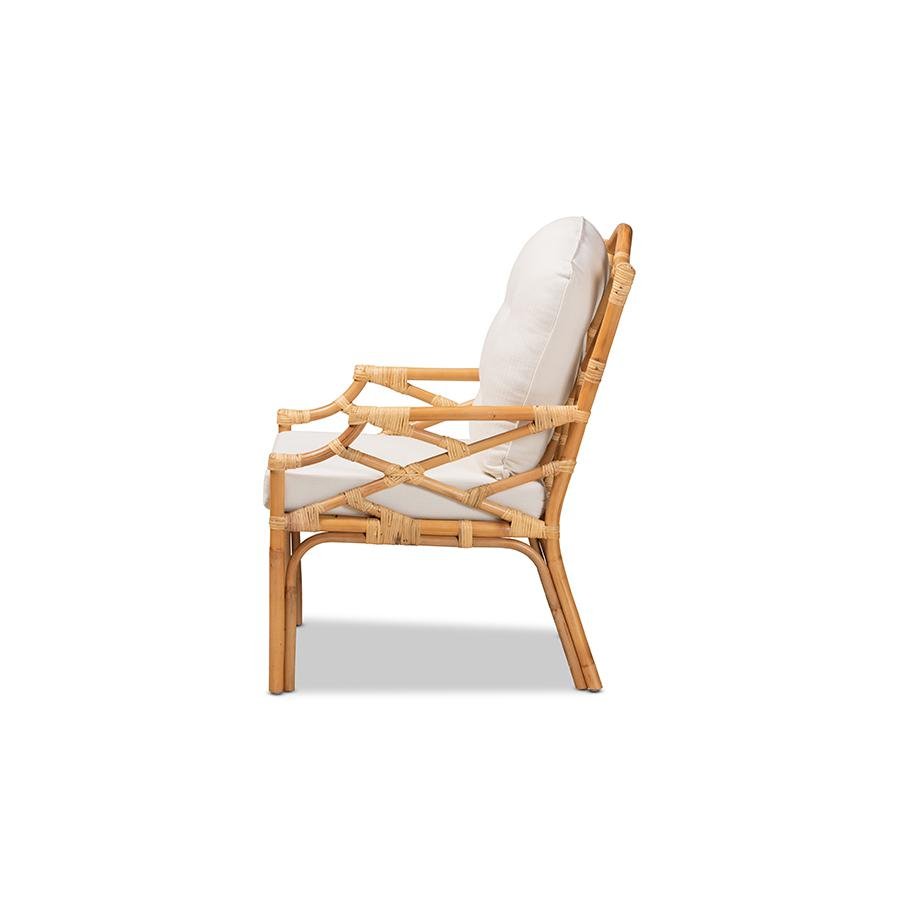 bali & pari Sonia Modern and Contemporary Natural Finished Rattan Armchair - Ethereal Company