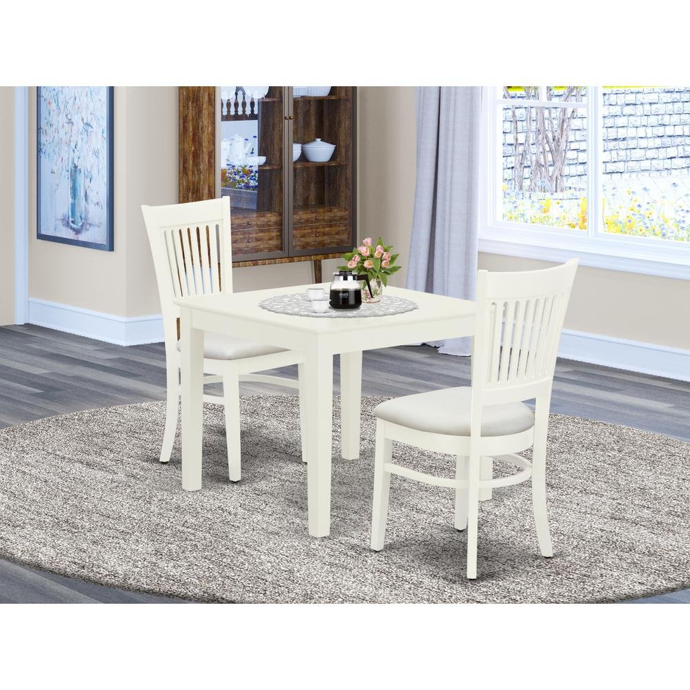 Beverly Square Dining Table/ 2 Dining Chairs/ White/White Padded - Ethereal Company