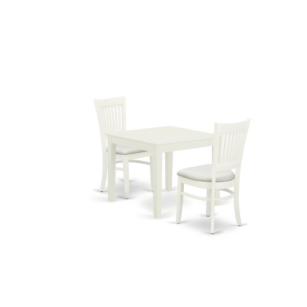 Beverly Square Dining Table/ 2 Dining Chairs/ White/White Padded - Ethereal Company
