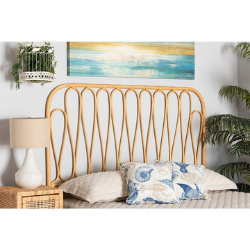 Bohemian Natural Brown Rattan Queen Size Wall-mount Headboard - Ethereal Company