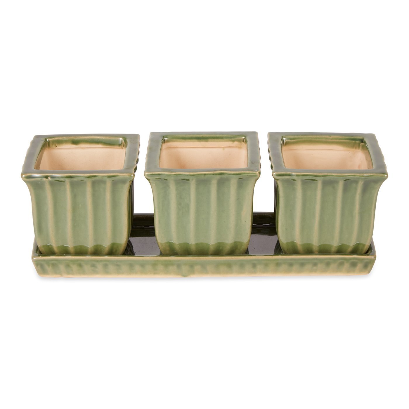 Ceramic Mini Planter Set - Green Square - Ethereal Company