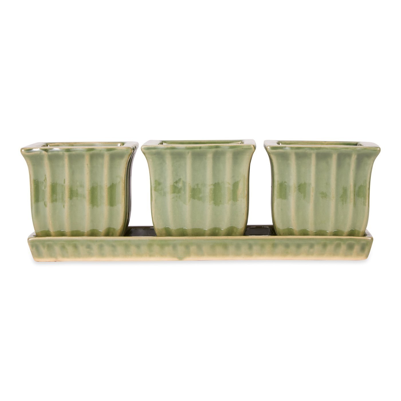 Ceramic Mini Planter Set - Green Square - Ethereal Company