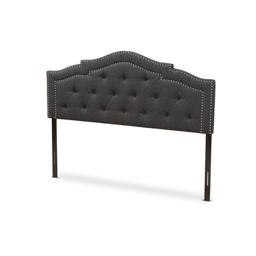 Edith Modern and Contemporary Dark Grey Fabric Queen Size Headboard - Ethereal Company