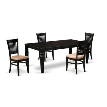 Evelyn Dining Table/ 4 Dining Chairs - Black/Classic Taupe Padded - Ethereal Company