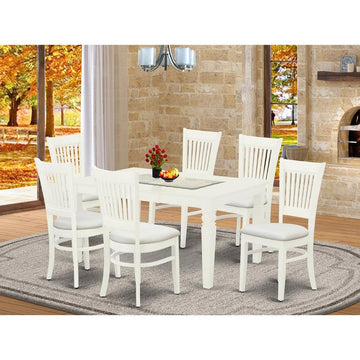 Evelyn Dining Table/6 Dining Chairs-White/White - Ethereal Company