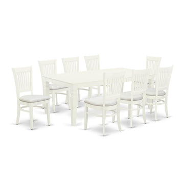 Evelyn Dining Table/8 Dining Chairs - White/White - Ethereal Company