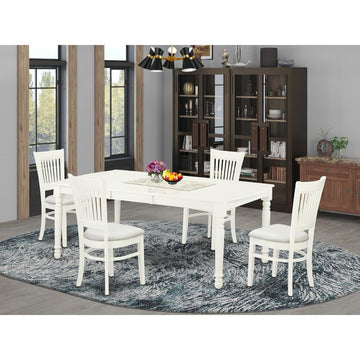 Fresca Dining Table/ 4 Dining Chairs - Linen White - Ethereal Company