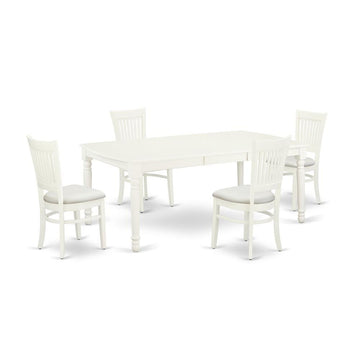 Fresca Dining Table/ 4 Dining Chairs - Linen White - Ethereal Company