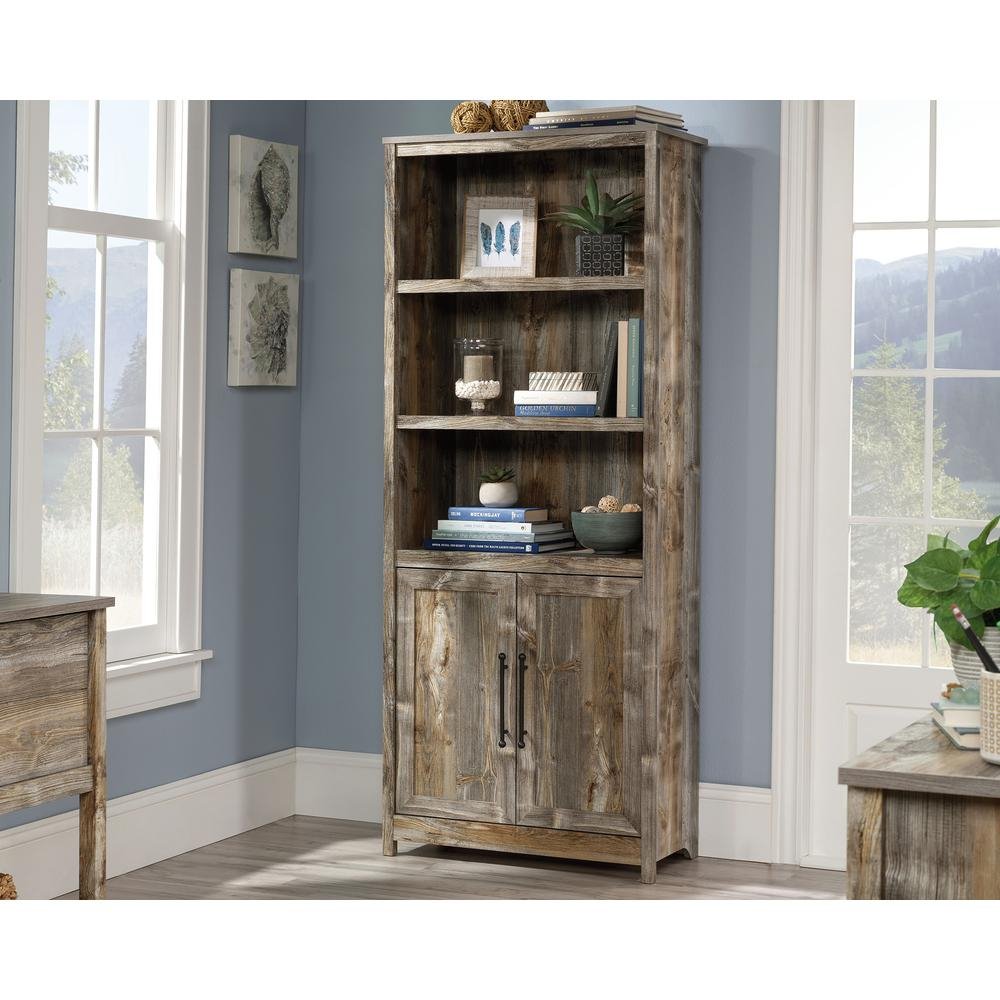 Granite Trace 5-Shelf Library Bookcase in Rustic Cedar - Ethereal Company