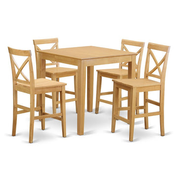 High Pub Dining Table &amp; Chairs - Oak polish - Ethereal Company