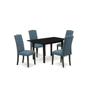 Jackson Dining Table/ 4 Dining Chairs- Black/Blue - Ethereal Company