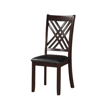 Katrien Side Chair (Set-2), Black PU &amp; Espresso - Ethereal Company