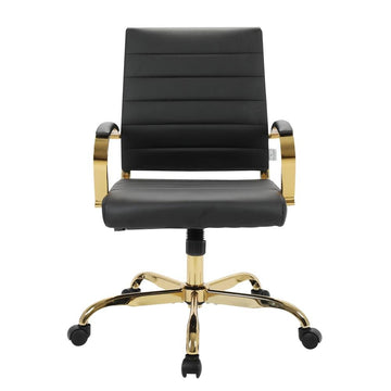 LeisureMod Benmar Home Leather Office Chair With Gold Frame - Ethereal Company