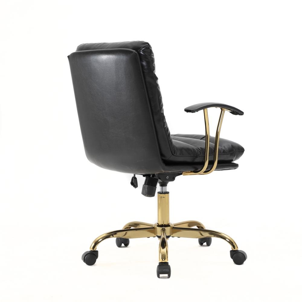 LeisureMod Regina Modern Padded Leather Adjustable Executive Office Chair with Tilt &amp; 360 Degree Swivel in Black - Ethereal Company