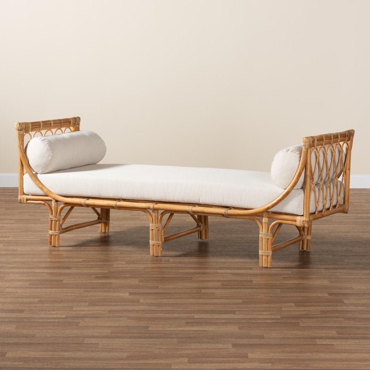Macias Modern Bohemian Natural Brown Rattan Daybed - Handcrafted with Plush Cushions - Ethereal Company