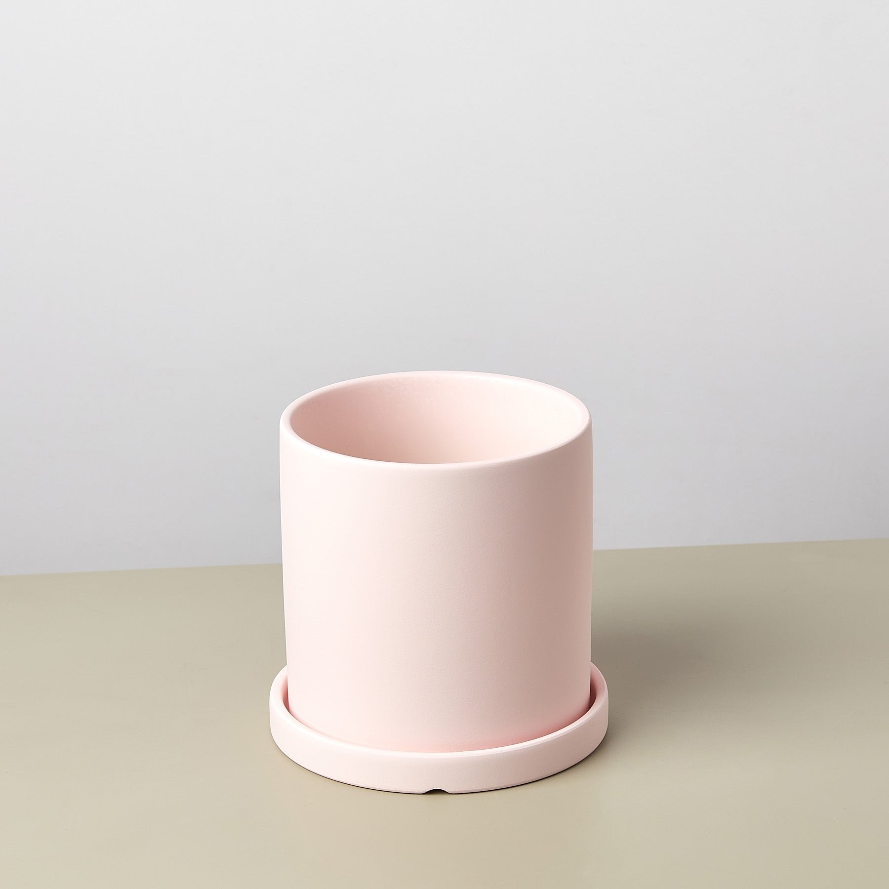 Matte Finish Cylinder Planter with Saucer - Ethereal Company