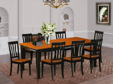 Maximilian Dining Table/ 6 Wooden Dining Chairs-Black &amp; Cherry finish - Ethereal Company
