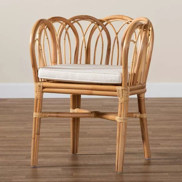 Melody Modern and Contemporary Natural Finished Rattan Dining Chair - Ethereal Company