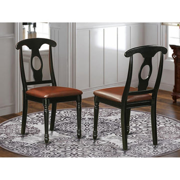 Reginald Dining Chairs- Faux Leather - Black &amp; Cherry - (Set Of 2) - Ethereal Company