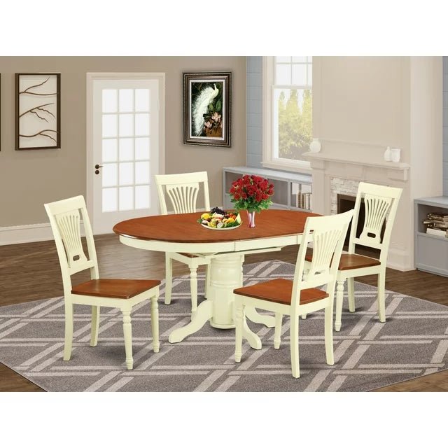 Reginald Dining Table/ 4 Dining Chairs/ Buttermilk & Cherry - Ethereal Company
