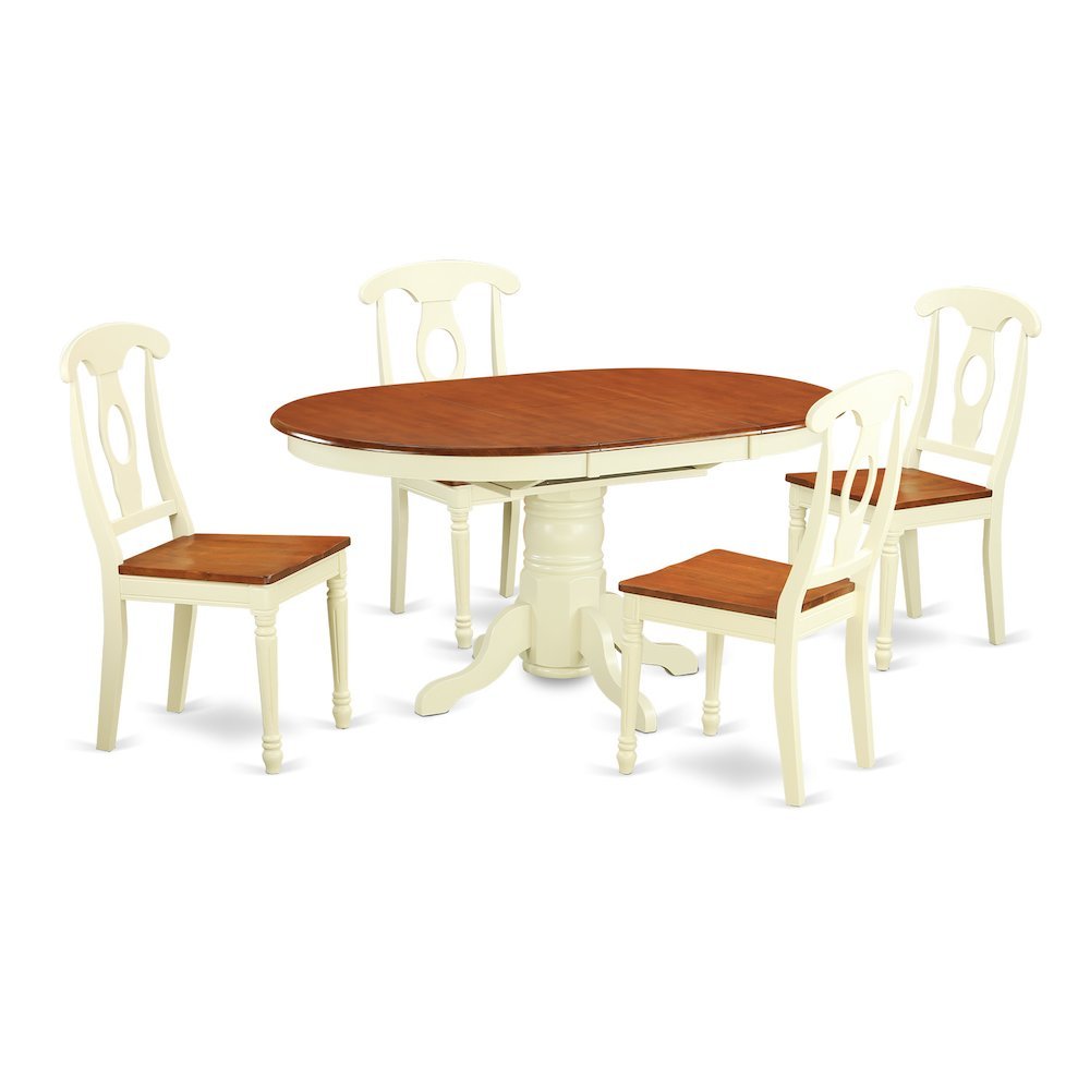 Reginald Dining Table/ 4 Dining Chairs/ Buttermilk & Cherry - Ethereal Company