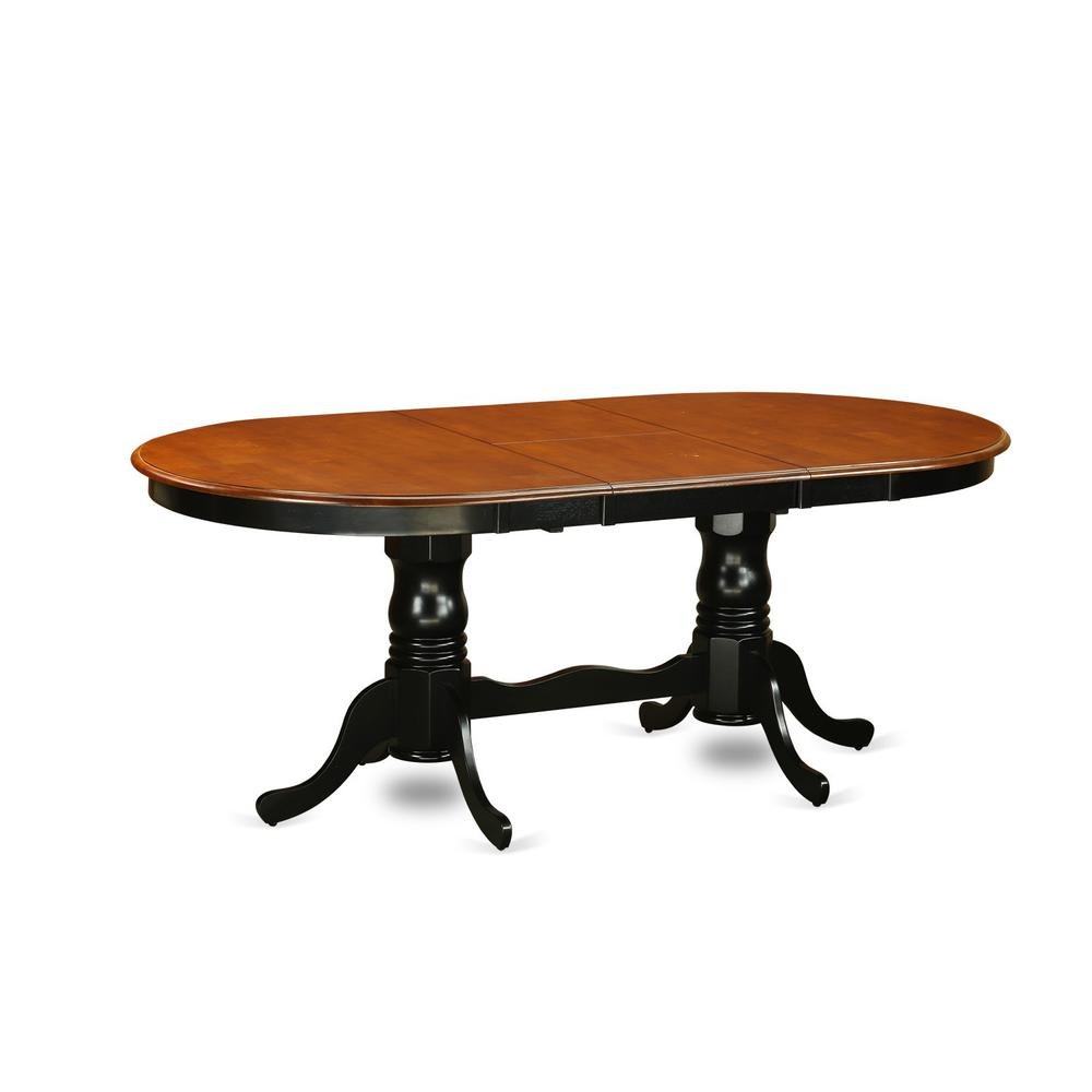 Reginald Double Pedistal Dining Table /6 Wooden Dining Chairs/Black & Cherry - Ethereal Company