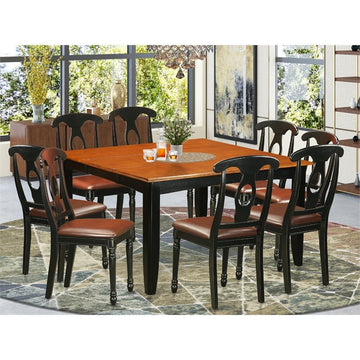Reginald Square Dining Table/ 8 Wood Dining Chairs/Black &amp; Cherry Finish - Ethereal Company