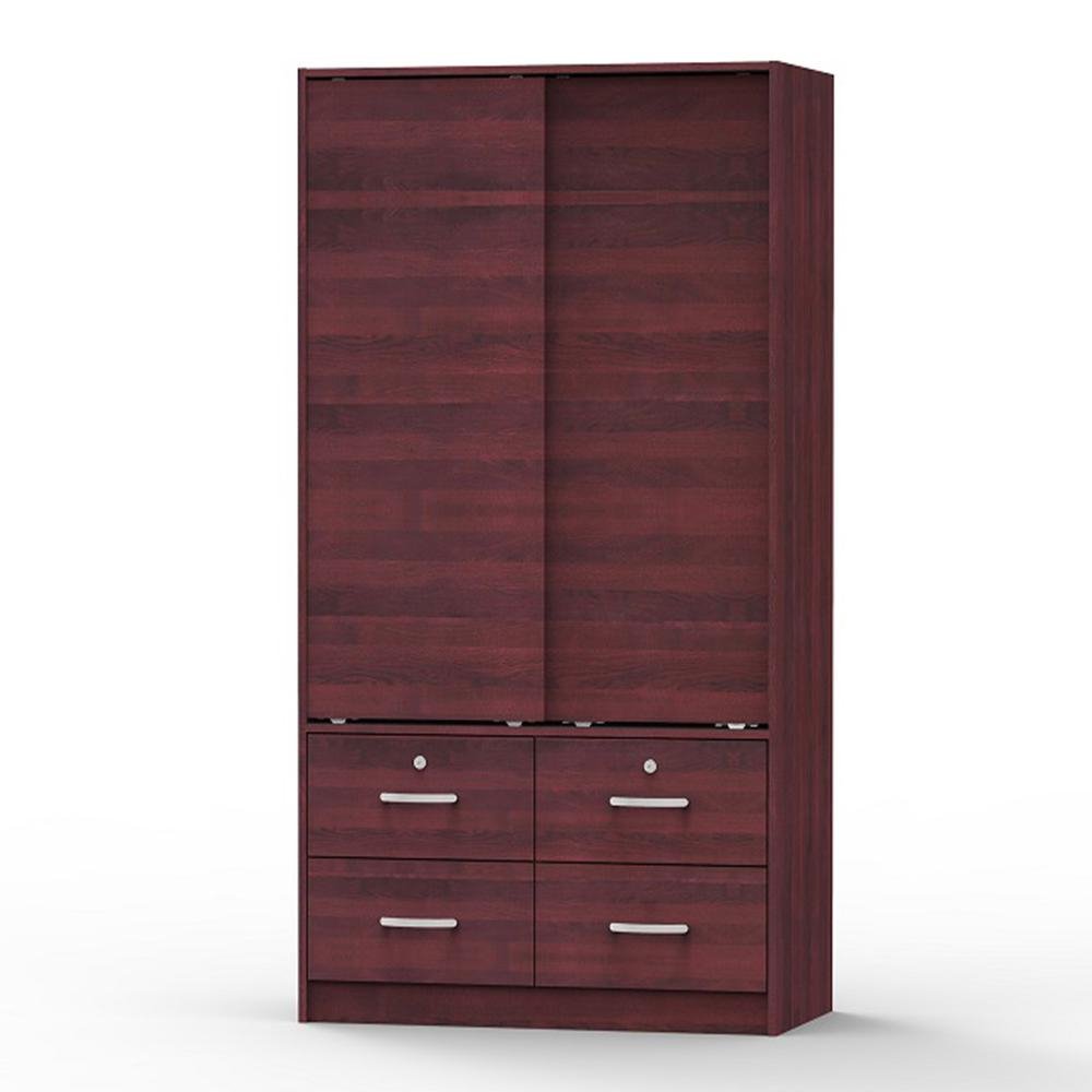 Sarah Double Sliding Door Armoire in Mahogany - Ethereal Company