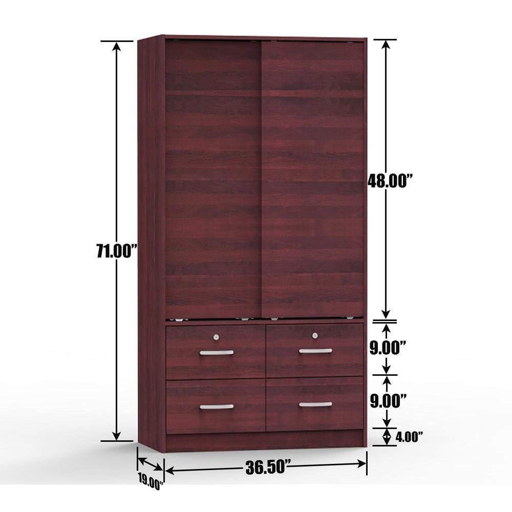 Sarah Double Sliding Door Armoire in Mahogany - Ethereal Company