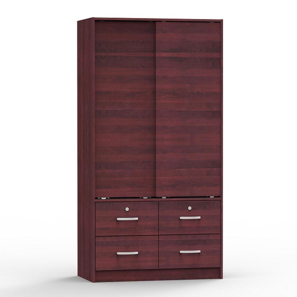 Sarah Double Sliding Door Armoire in Mahogany - Ethereal Company