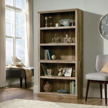 Sauder 5-Shelf Bookcase - Lintel Oak - Ethereal Company