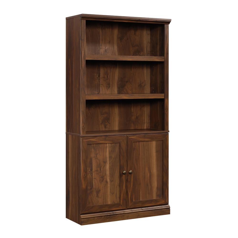 Sauder 5 Shelf Bookcase W/Doors - Grand Walnut - Ethereal Company