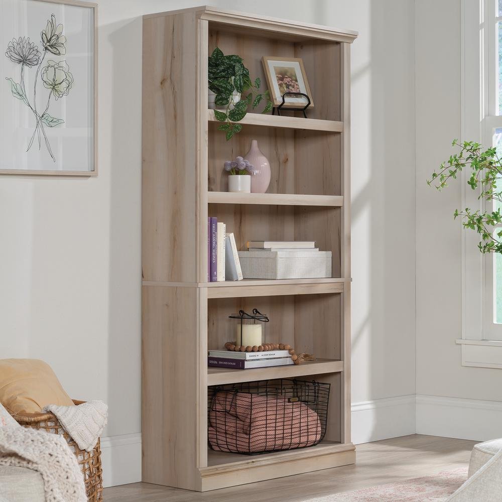 Sauder 5-Shelf Display Bookcase in Pacific Maple - Ethereal Company