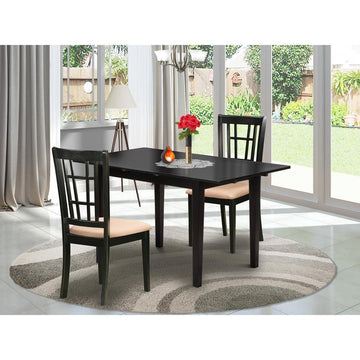 Seraphina Dining Table/ 2 Dining Chairs -Black/Classic Taupe - Ethereal Company