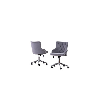 Tufted Velvet Upholstered Office Chair in Dark Grey - Single - Ethereal Company