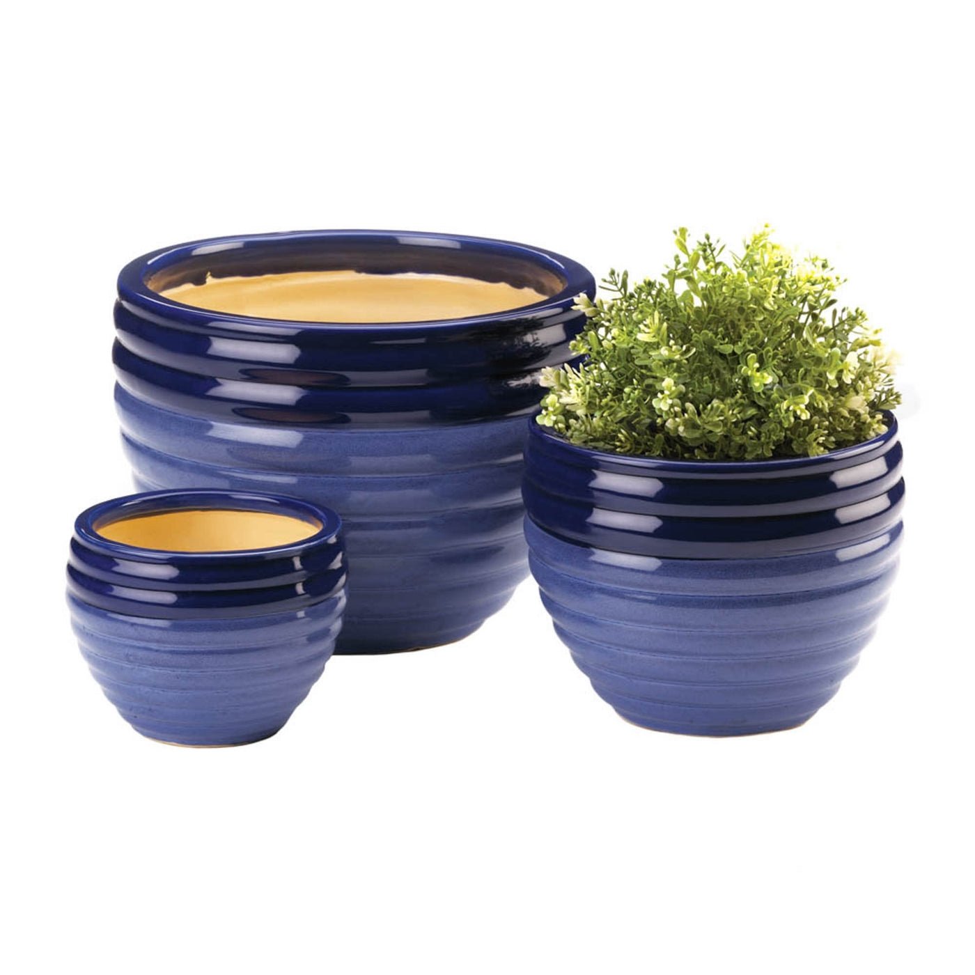 Two-Tone Blue Ceramic Planter Set - Ethereal Company