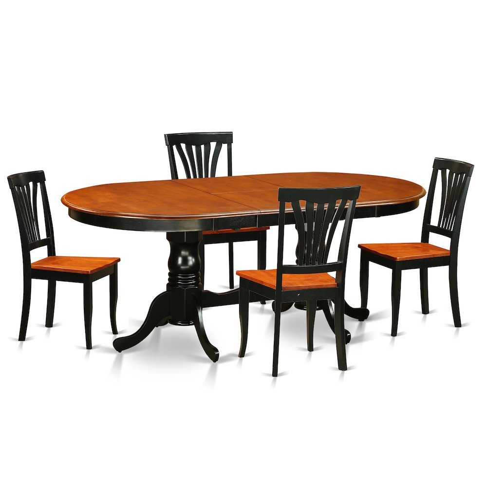 Winsor Oval Dining Table/ 4 Dining Chairs- Black & Cherry - Ethereal Company