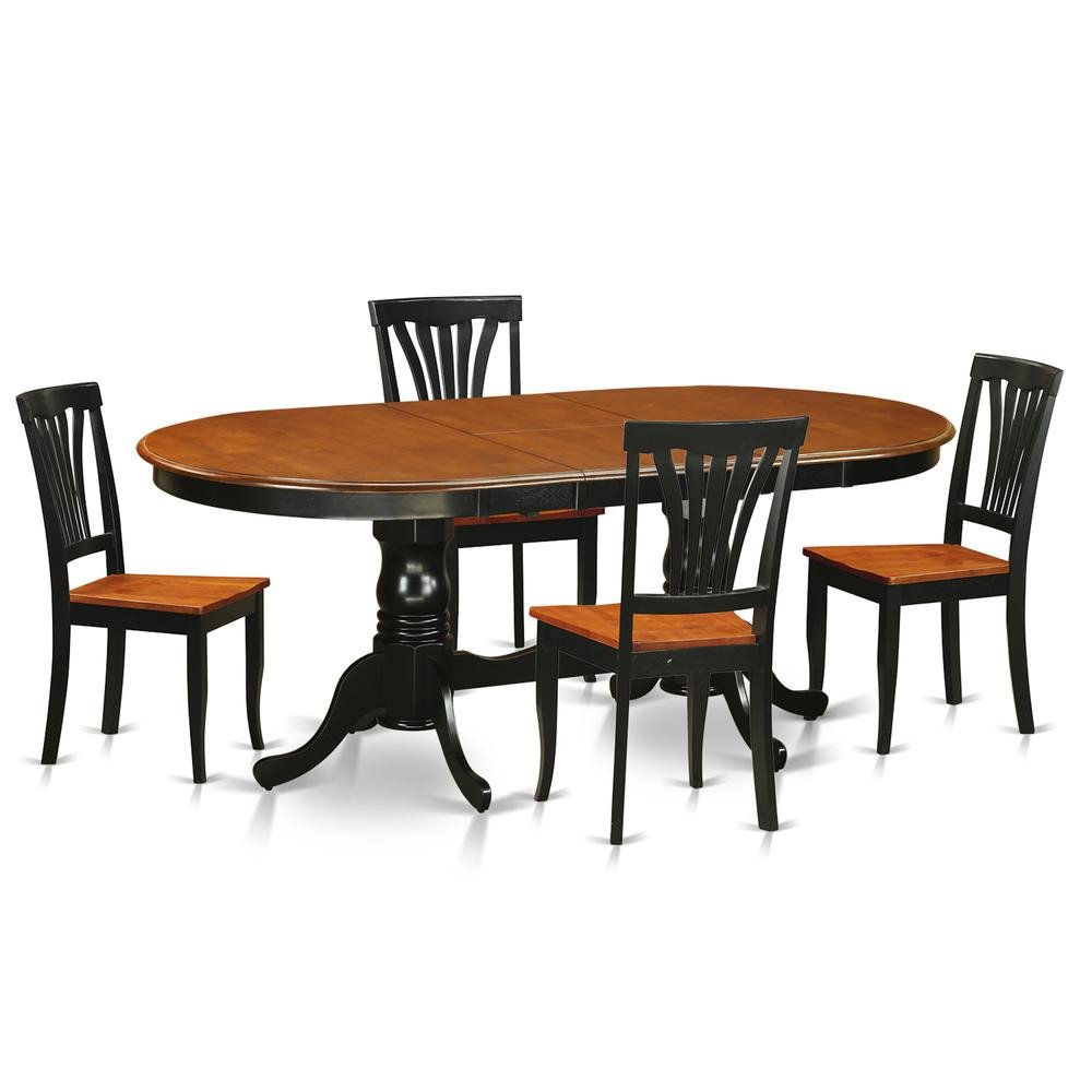 Winsor Oval Dining Table/ 4 Dining Chairs- Black & Cherry - Ethereal Company