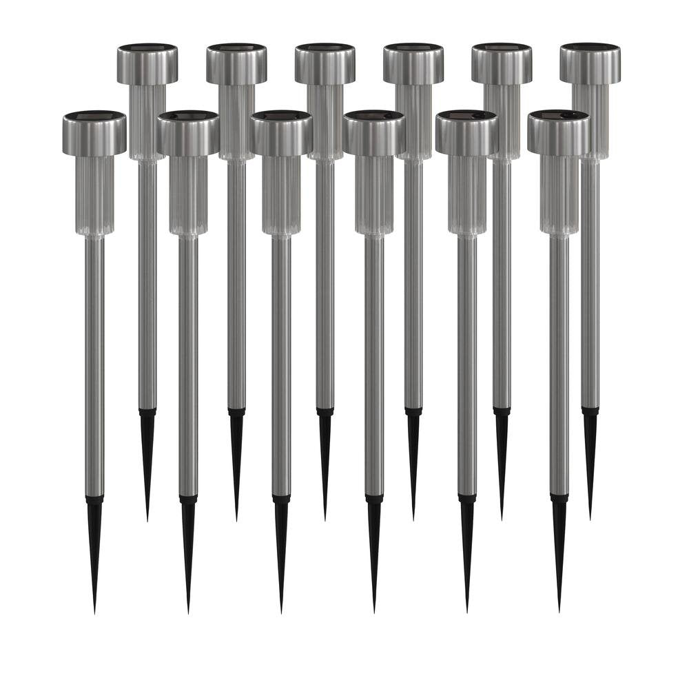 12 Pack Stainless Steel LED Solar Lights | Outdoor Solar Powered Lights - Ethereal Company