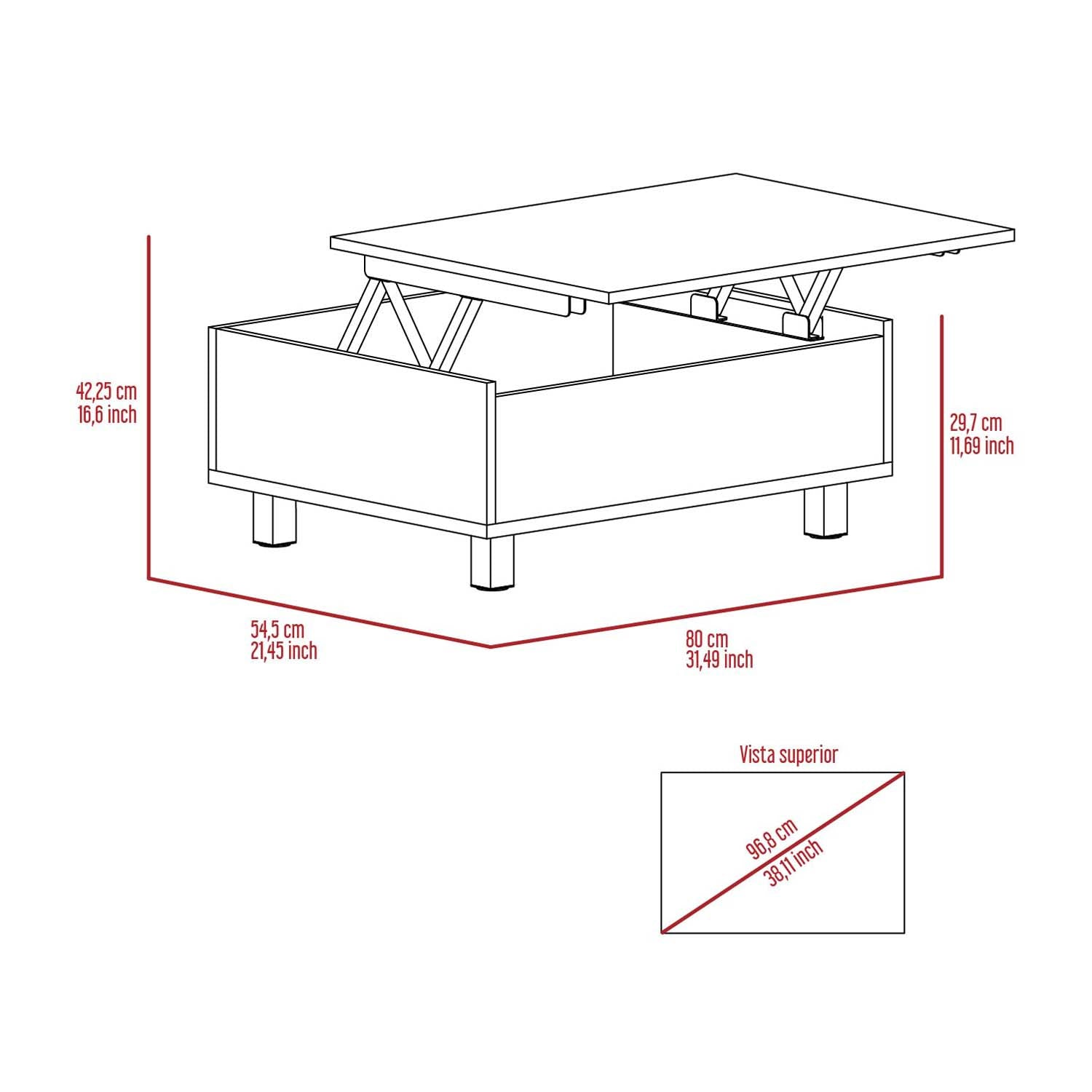 Aran Lift Top Coffee Table