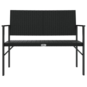 2-Seater Patio Bench Black Poly Rattan - Ethereal Company