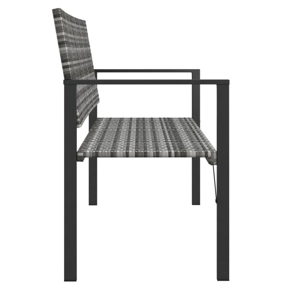 2-Seater Patio Bench Gray Poly Rattan - Ethereal Company
