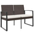 2-Seater Patio Bench with Cushions Brown PP Rattan - Ethereal Company