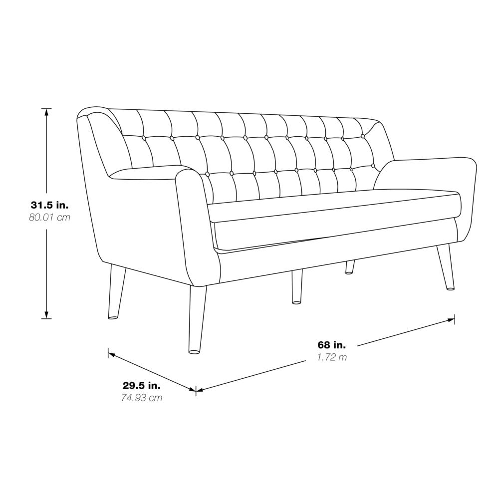 Mill Lane Mid-Century Modern 68” Tufted Sofa in Navy Fabric