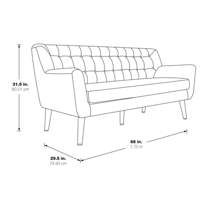 Mill Lane Mid-Century Modern 68” Tufted Sofa in Navy Fabric